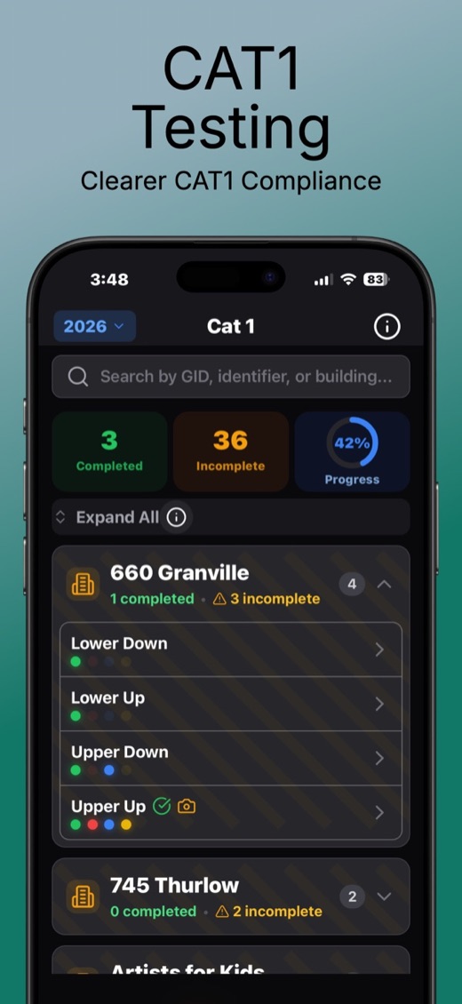 Cat 1 progress by building